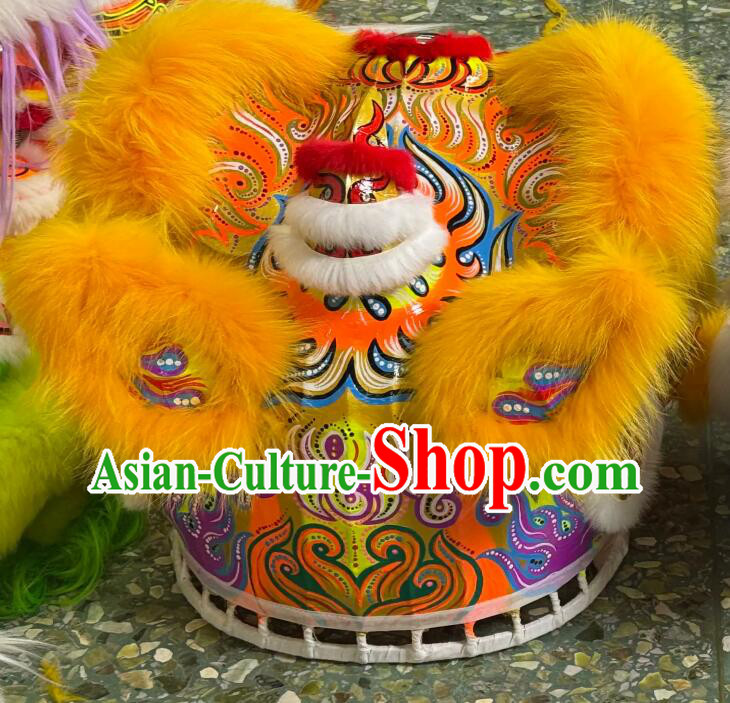 Yellow Handmade Wolf Fur Futsan Lion Head Chinese Lion Dance Costume Complete Set Yellow Handmade Wolf Fur Futsan Lion Head Chinese Lion Dance Costume Complete Set