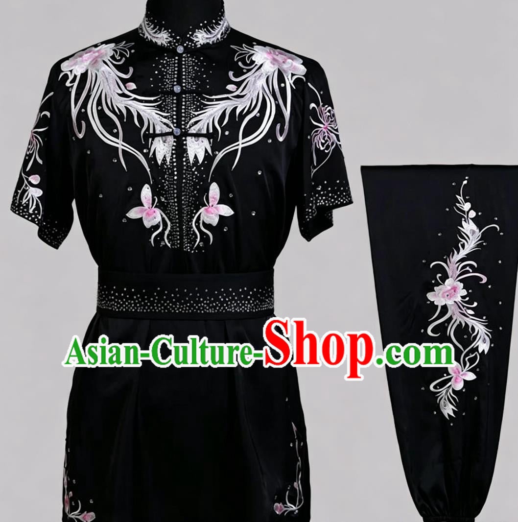 Martial Arts Changquan Uniform Rhinestone Wushu Clothing Embroidery Kung Fu Performance Costume