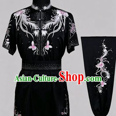 Martial Arts Changquan Uniform Rhinestone Wushu Clothing Embroidery Kung Fu Performance Costume