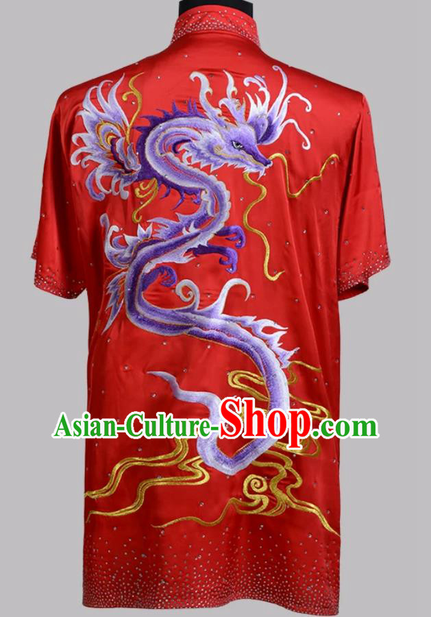 Kung Fu Competition Red Uniform Embroidered Rhinestone Wushu Clothing Changquan Performance Suit Kung Fu Competition Red Uniform Embroidered Rhinestone Wushu Clothing Changquan Performance Suit