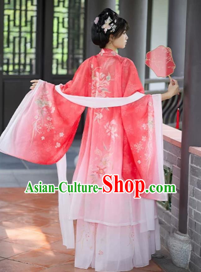 Tang Dynasty Hanfu Women Red Hezi Dress Oversized Embroidered Spring Costume Tang Dynasty Hanfu Women Red Hezi Dress Oversized Embroidered Spring Costume