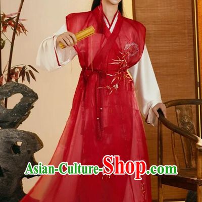 Song Dynasty Style Hanfu Cross Collar Long Vest and Long Robe Modified Traditional Chinese Male Costume
