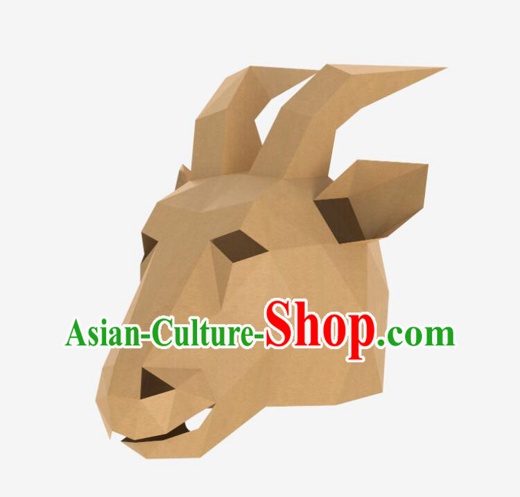 Goat Head Creative Mask Paper Headgear DIY Kit Party Art Photography Animal Prop