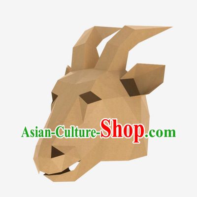 Goat Head Creative Mask Paper Headgear DIY Kit Party Art Photography Animal Prop