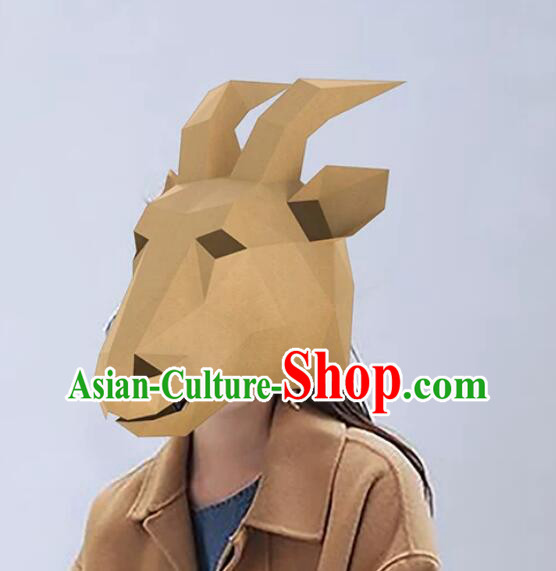 Goat Head Creative Mask Paper Headgear DIY Kit Party Art Photography Animal Prop Goat Head Creative Mask Paper Headgear DIY Kit Party Art Photography Animal Prop