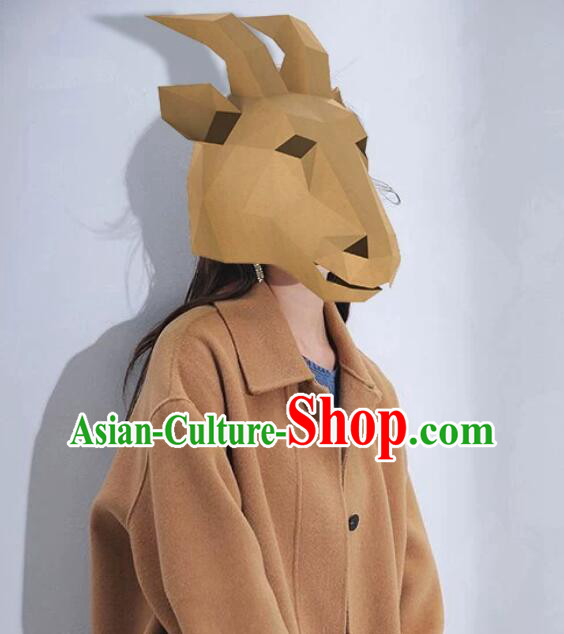 Goat Head Creative Mask Paper Headgear DIY Kit Party Art Photography Animal Prop Goat Head Creative Mask Paper Headgear DIY Kit Party Art Photography Animal Prop