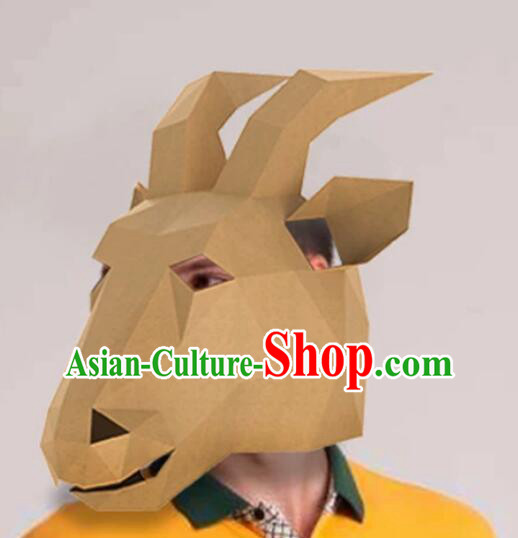 Goat Head Creative Mask Paper Headgear DIY Kit Party Art Photography Animal Prop Goat Head Creative Mask Paper Headgear DIY Kit Party Art Photography Animal Prop