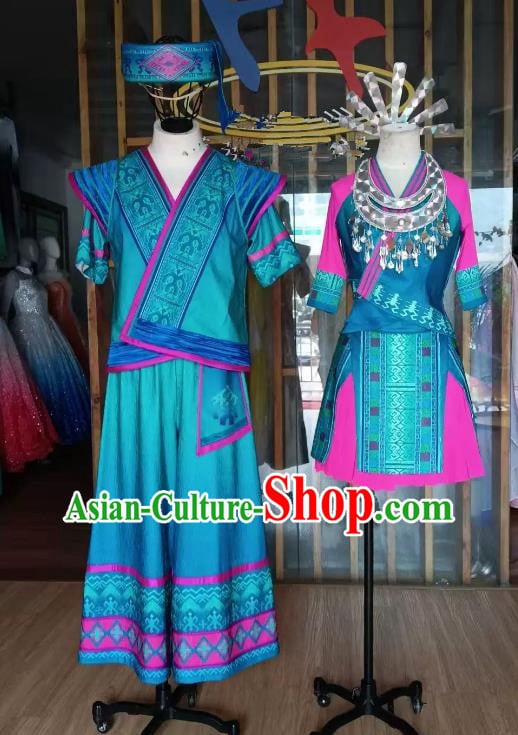 Li Ethnic Dance Performance Costume Chinese Minority Dance Clothing Men And Women 2 Sets
