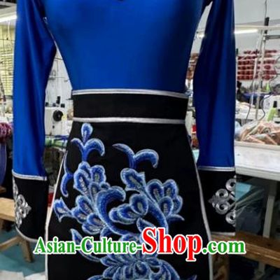 Qiang Minority Women Dance Costume Stage Performance Wear Chinese Ethnic Clothing