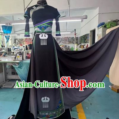 Custom Black Dai Xing Qian Ji Performance Costume Lotus Award Ethnic Dance Performance Dress