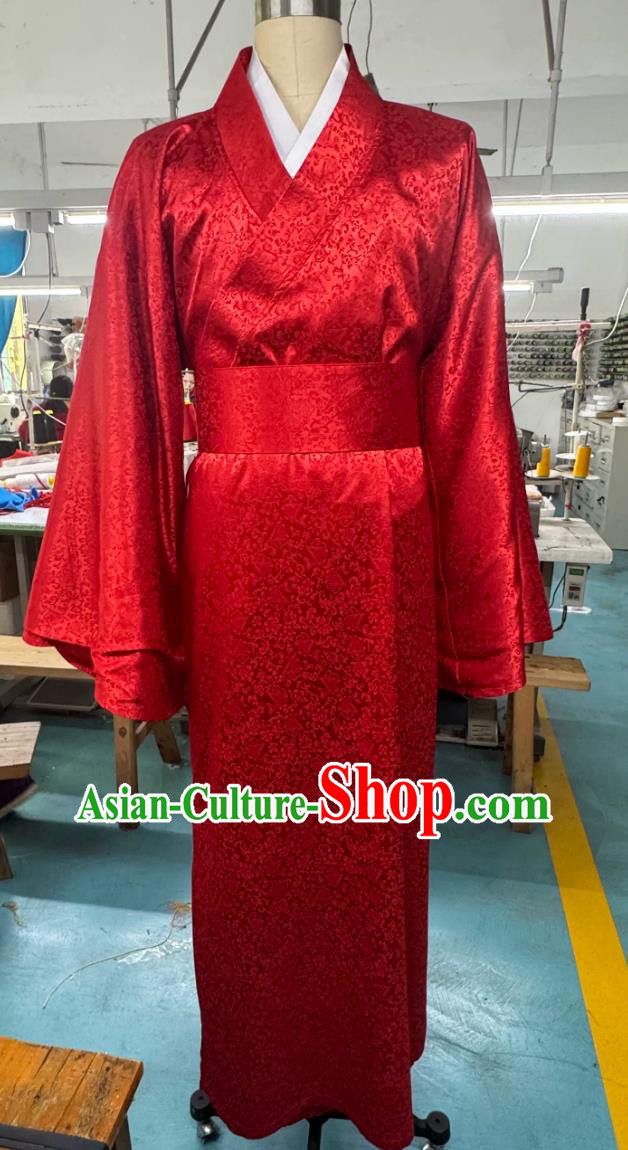 Custom Chinese Traditional Red Wedding Robe Ancient Groom Costume Ceremony Hanfu