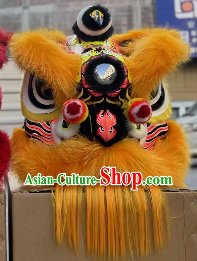 Yellow Southern Lion Dance Set Wolf Hair Lion Head Authentic Chinese Lion Dance Costume Full Kit