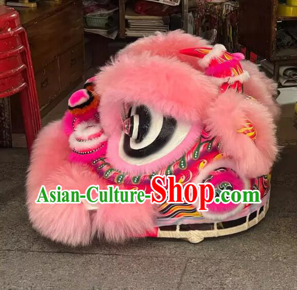 Handmade Pink Hair Chinese Lion Head Wool Futsan Lion Dance Costumes Complete Set Handmade Pink Hair Chinese Lion Head Wool Futsan Lion Dance Costumes Complete Set