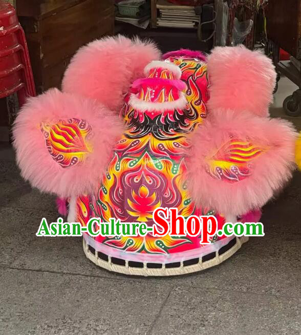Handmade Pink Hair Chinese Lion Head Wool Futsan Lion Dance Costumes Complete Set Handmade Pink Hair Chinese Lion Head Wool Futsan Lion Dance Costumes Complete Set