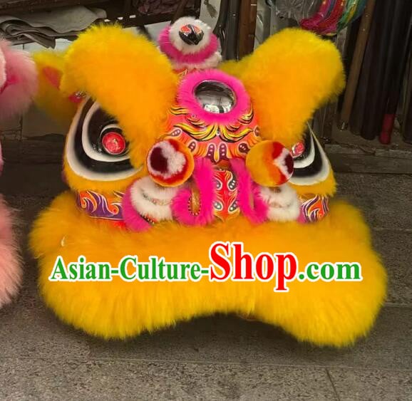Handmade Yellow Hair Lion Head Wool Chinese Futsan Lion Dance Costumes Complete Set