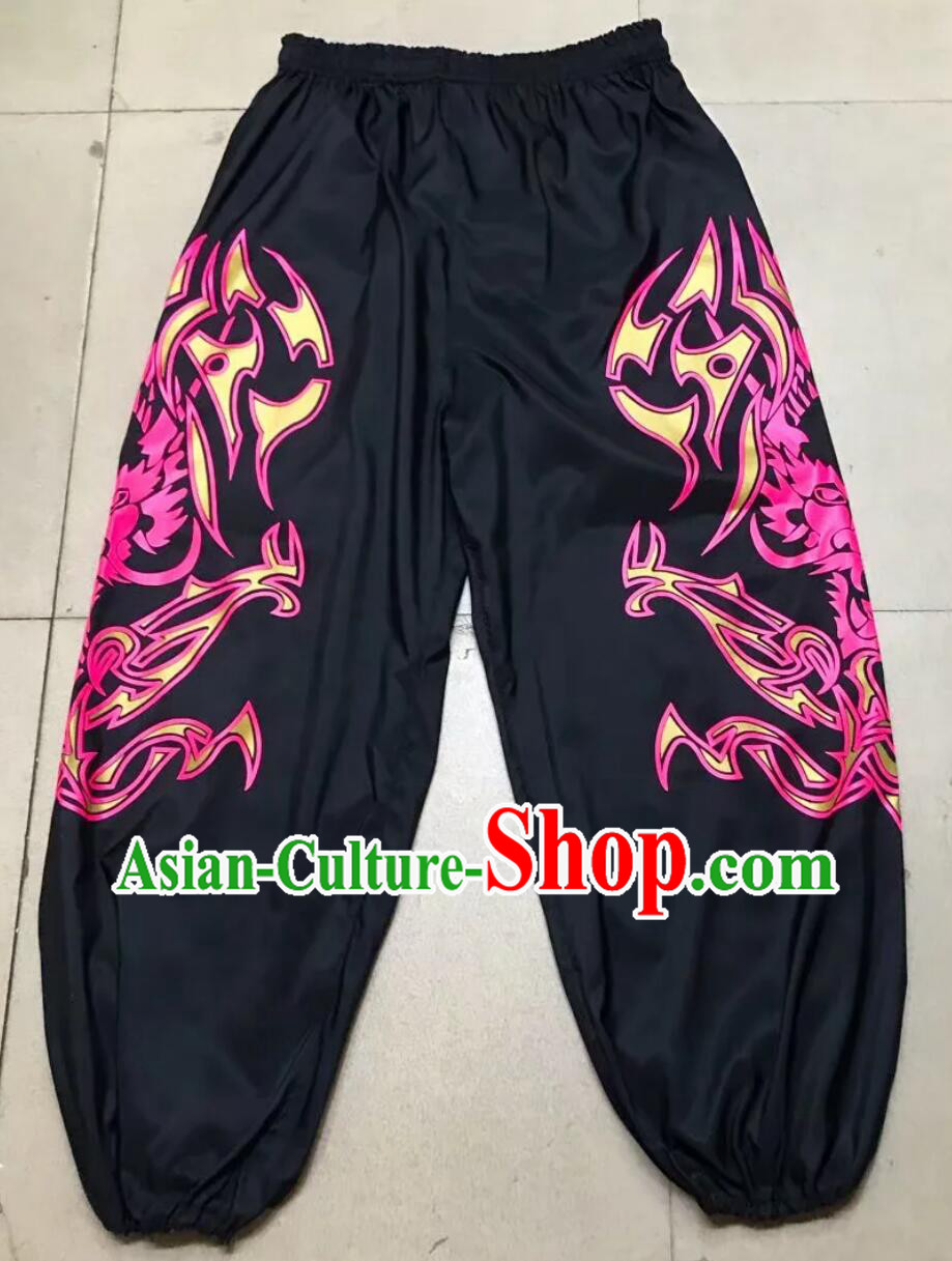 Chinese Lion Dance Costume Handmade Black Trousers Printing Lion Dance Pants