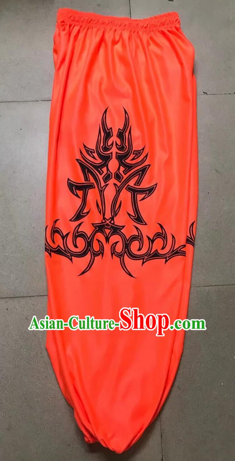 Printing Lion Dance Pants Chinese Lion Dance Costume Handmade Orange Trousers