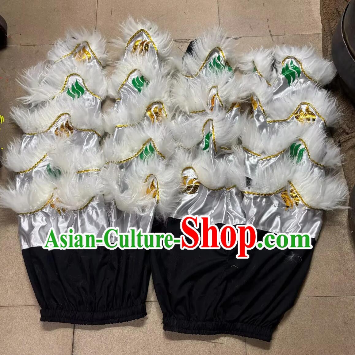 Handmade Tiger Spot 2 Trousers Set White Wool Lion Dance Pants Chinese Lion Dance Costume