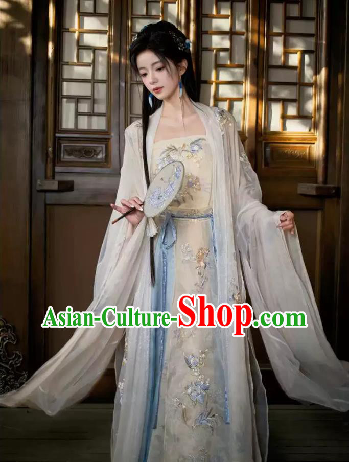 Song Dynasty Large Sleeve Hanfu Dress Heavy Embroidered Daily Wear Traditional Chinese Costumes