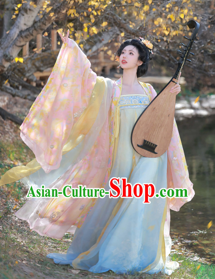 Embroidered Hanfu Chinese Tang Dynasty Large Sleeves Dress Ancient Princess Costume Set Embroidered Hanfu Chinese Tang Dynasty Large Sleeves Dress Ancient Princess Costume Set