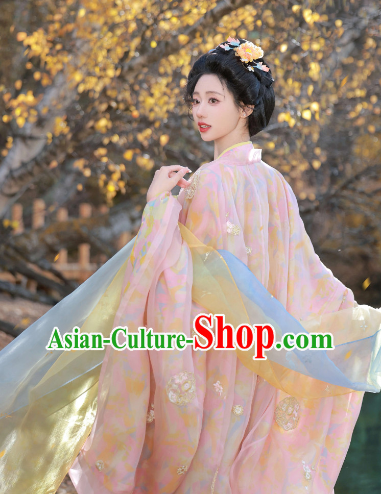 Embroidered Hanfu Chinese Tang Dynasty Large Sleeves Dress Ancient Princess Costume Set Embroidered Hanfu Chinese Tang Dynasty Large Sleeves Dress Ancient Princess Costume Set