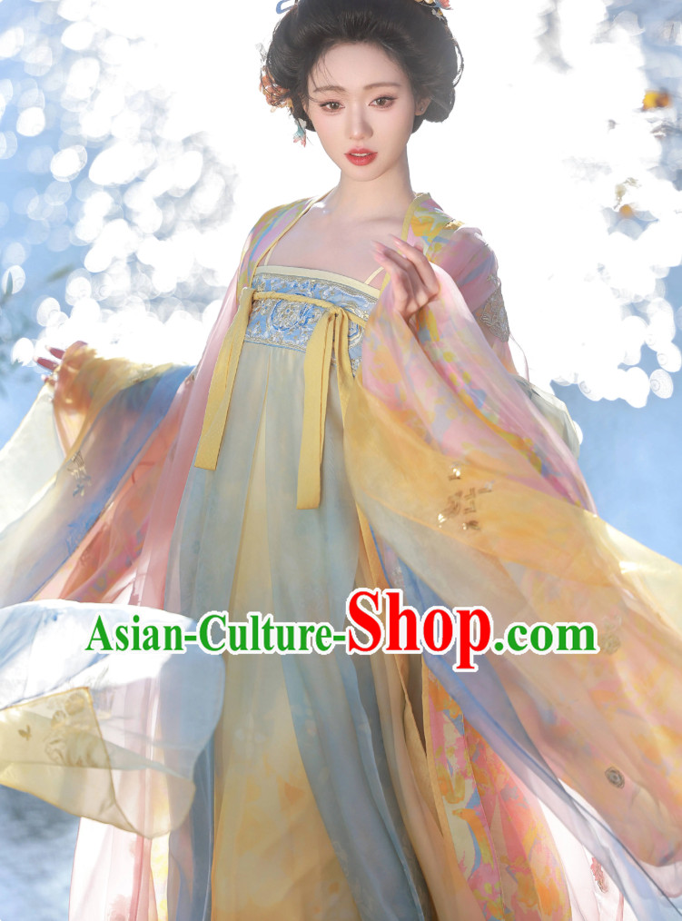 Embroidered Hanfu Chinese Tang Dynasty Large Sleeves Dress Ancient Princess Costume Set Embroidered Hanfu Chinese Tang Dynasty Large Sleeves Dress Ancient Princess Costume Set