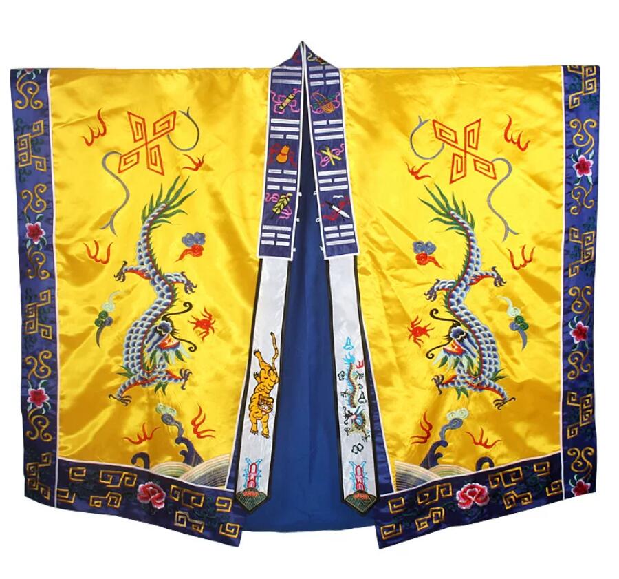 Daoist Ritual Robe Double Dragon Embroidery Daoist Priest Ceremonial Robe Double Dragon Golden Dharma Garment