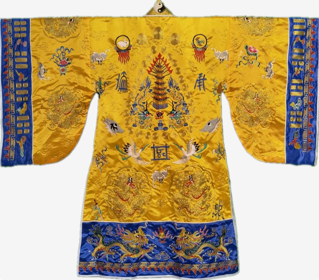 Six Dragon Golden Embroidery Small Sleeve Taoist Robe Ritual Garment Dharma Vestment